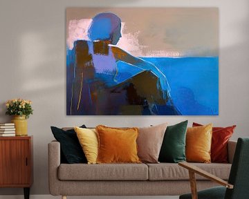 Vrouw | Whisper of Midnight Blue van Abstract Schilderij
