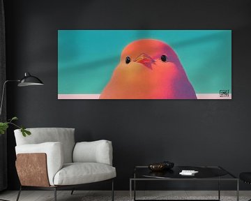 Roze Vogel | Peek-a-Boo Plumage van OMG Art