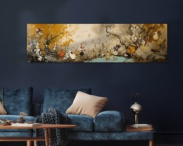 Dieren Schilderij | Magical Menagerie Frolic van Kunst Kriebels