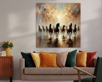 Paarden in het water van FoXo Art
