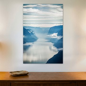 Eaux calmes et nuages dans le Lysefjord depuis Preikestolen sur Be More Outdoor