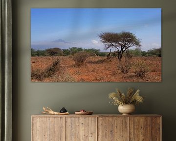 Giraffes in front of Mount Kilimanjaro in Tsavo West in Kenya by Aagje de Jong