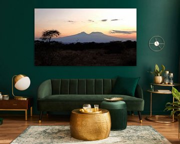Kilimanjaro at sunset in Tsavo West by Aagje de Jong
