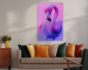 Dromerige Flamingo in Overgang van Roze naar Paars van Eva Lee