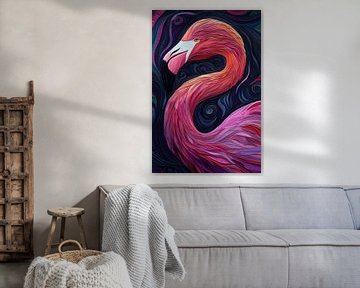 Magie van Vormen Flamingo in Diep Textuur van Eva Lee