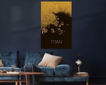 STK205511S-Solair systeem poster van Titan, Saturnus's grootste maan. van Stocktrek Images