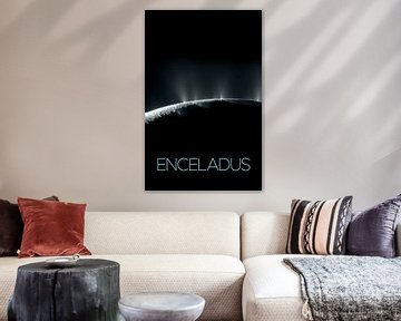 STK205474S-Solar system poster Enceladus, een maan van Saturnus. van Stocktrek Images