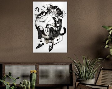 Karikatuur | De Kat en de Vrouw – Een Komische Interpretatie van Relaties van Karina Brouwer
