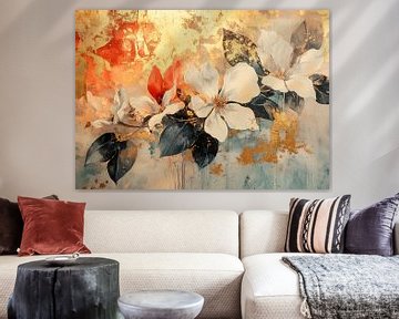 Vibrant leaves and flowers by ARTEO Paintings