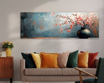 Bloemen Modern Kunst | Enigmatic Blossom Whispers van Kunst Kriebels