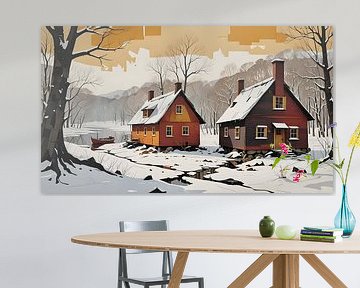 Winter in Lapland, eenzame hutten in de heide van Nick Wendt