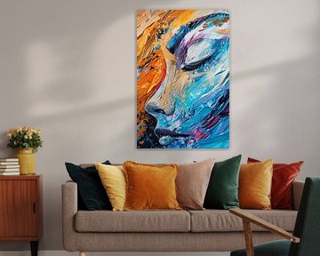 Abstract face in bright colours by artefacti
