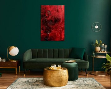 Rood hart Hout structuur in Concentra van Eva Lee