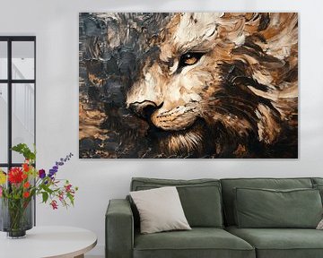 Majestueuze Leeuw Kracht in Penseelstreken van Eva Lee