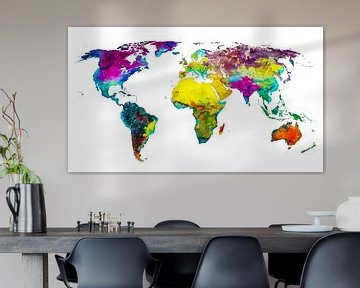 Weltkarte in tropischen Farben von WereldkaartenShop