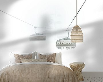 Minimalist Snow Landscape with Chairlift in the Mist by Marika Huisman fotografie