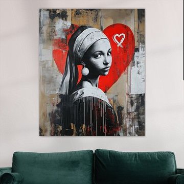 Girl with the Pearl Earring in Banksy Street-Art Style