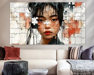 Puzzle portrait of a young Asian woman by Frank Heinz