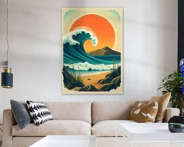 Vintage surfposter, de vrijheid van surfen met retro charme van CB3D - Christoph Burgstedt