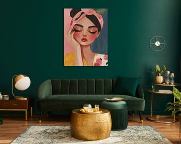 Modern portret in pastelkleuren van Studio Allee