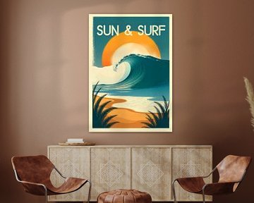 Vintage surf poster, the freedom of surfing with retro charm by CB3D - Christoph Burgstedt