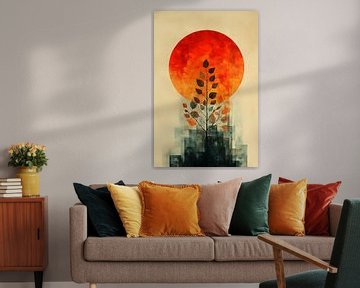 De Cycli van de Natuur: Minimalistische Abstractie in Natuurlijke Kleuren van Dream Designs art work