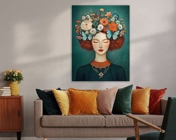 De Vrouw van Vlinders en Bloemen van Thea