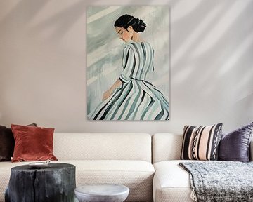 Vrouw in Gestreepte Jurk van Thea