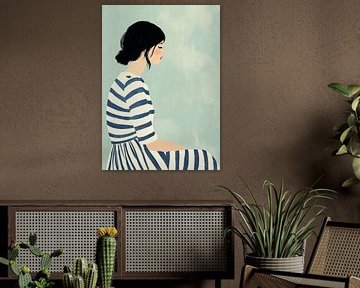 Vrouw in Langgestreepte Jurk van Thea
