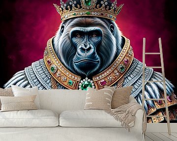 Gorillakoning met leeuwenwelp