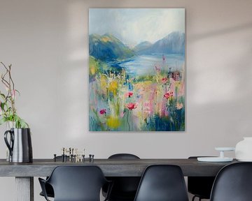 Sinfonie der Blumen am Bergsee von Bianca ter Riet