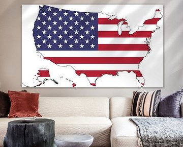 Map of the USA with the national flag of United States of America isolated on white background. Vector illustration. by de-nue-pic