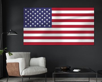 The us flag. The national flag of the United States, often referred to as the American flag or the U.S. flag, consists of thirteen equal horizontal stripes of red (top and bottom) alternating with white, with a blue rectangle in the canton by de-nue-pic
