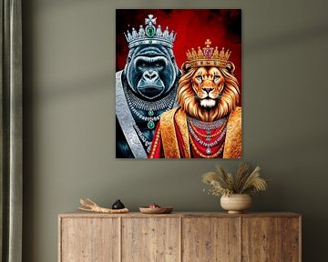 Zwei Könige: Gorilla und Löwe