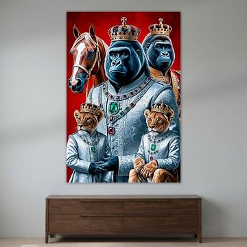 Deux rois gorilles et deux princes lions à cheval sur Liona Toussaint