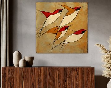 Soaring Simplicity | Abstracte Elegantie in Vogelkunst van Karina Brouwer