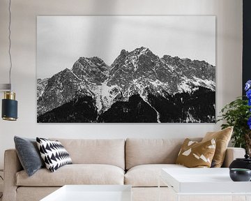 Besneeuwde Zugspitze in de Alpen Zwart-wit fotografie van Animaflora PicsStock