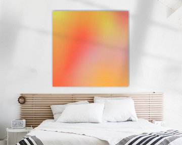 Retro jaren 70 neon kunst. Abstract verloop in geel, oranje, roze. van Dina Dankers