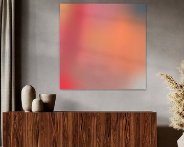 Retro jaren 70 neon kunst. Abstract verloop in rood, roze, oranje, blauw. van Dina Dankers