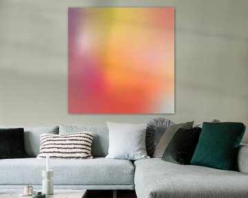 Retro jaren 70 neon kunst. Abstract verloop in paars, geel, roze, oranje. van Dina Dankers