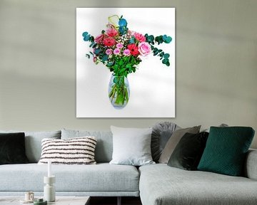 Bouquet of flowers in a vase on a white background by ManfredFotos
