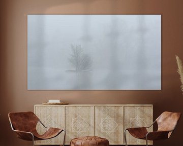 Lonely island in the fog by René Jonkhout