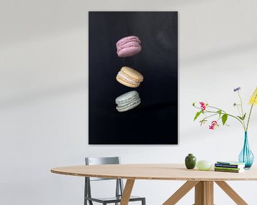 Colourful macarons, pink, green and yellow