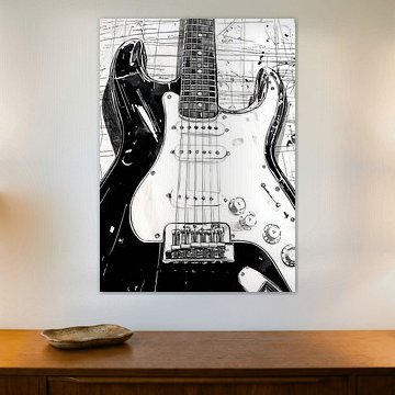 Noir et blanc Guitare art musical #guitare