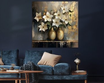 Abstract Flowers Gold by Art Whims