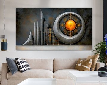 Gloeiende cirkel van geometrie van Klaus Tesching - Art-AI