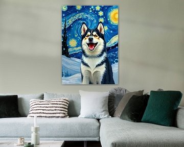 Siberische Husky Sterrennacht van MIROKKU