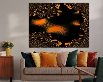 Abstract dynamic fractal pattern in orange by art559