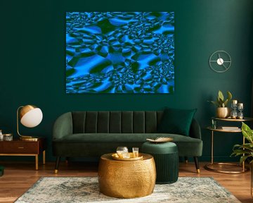 Abstract dynamisch 3D patroon in blauw