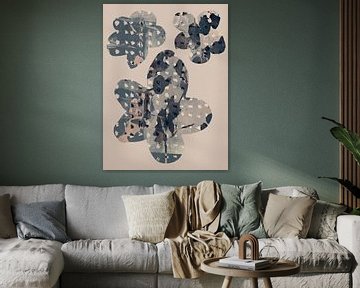 3 grote bloemen. Wabi- sabi botanische collage. van Dina Dankers